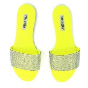 Neon Yellow Bedazzled Sandals